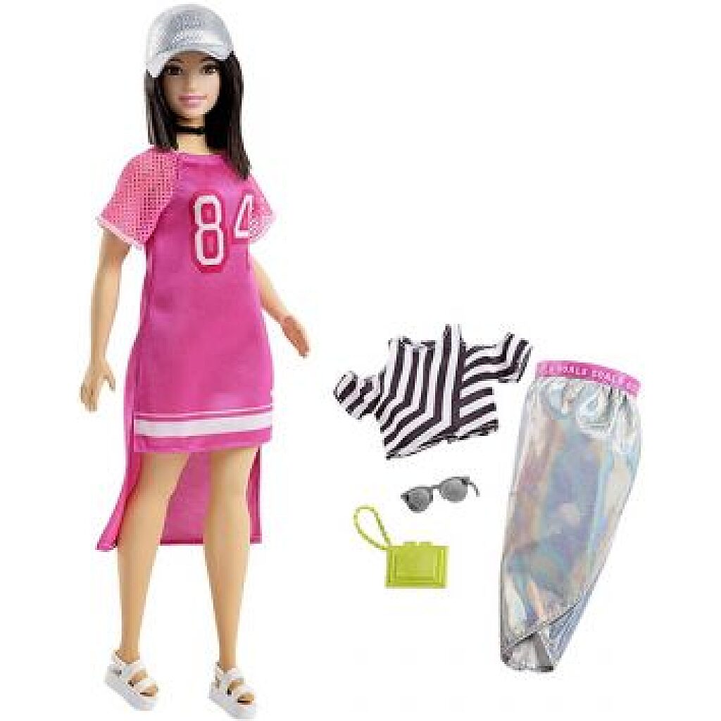Barbie Fashionistas: Barna hajú molett Barbie 3 darabos ruhaszettel - 1. kép