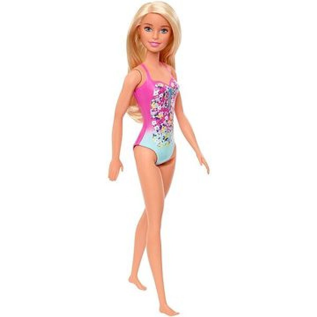 Barbie: Szőke hajú Barbie kék-rózsaszín fürdőruhában - 1. kép