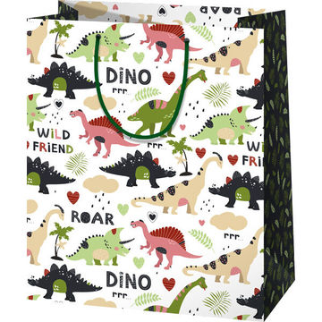 Dínó mintás álló dísztasak - 11 x 6 x 14 cm - 1. kép