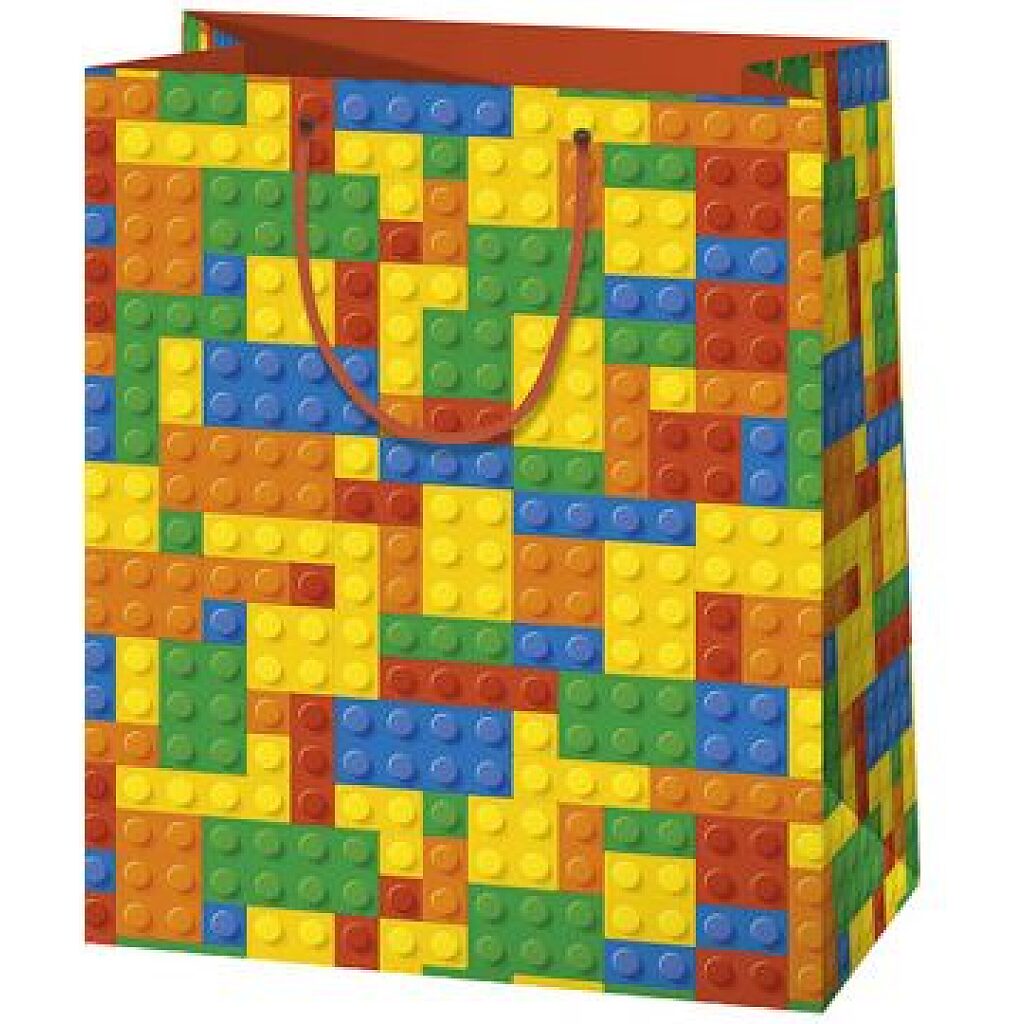 Építőkocka mintás álló dísztasak - 11 x 6 x 14 cm - 1. kép