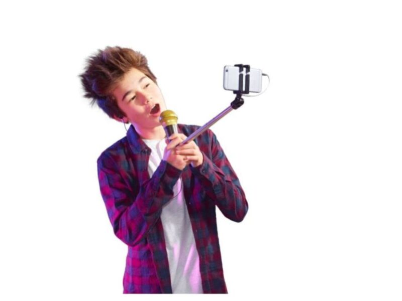 Selfie mic - mikrofon selfie bottal fekete - 2. kép