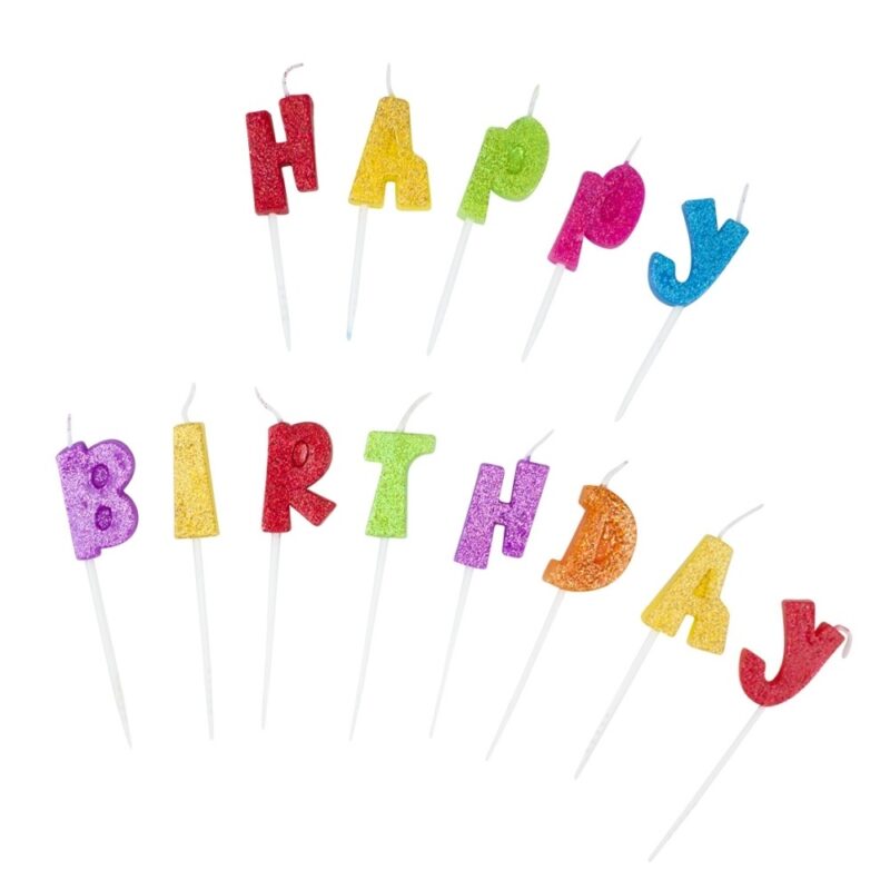 Trendhaus "Happy Birthday" csillogó betűk szülinapi gyertya szett - 2. kép