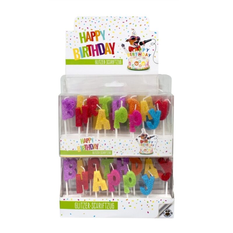 Trendhaus "Happy Birthday" csillogó betűk szülinapi gyertya szett - 3. kép