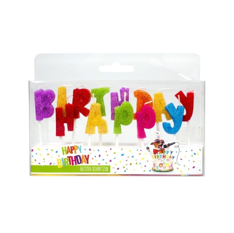 Trendhaus "Happy Birthday" csillogó betűk szülinapi gyertya szett - 1. kép