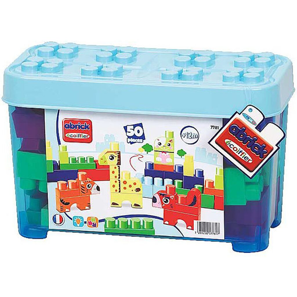 Abrick: Állatos építőkocka - 50 darabos szett dobozban - kék - 1. Kép
