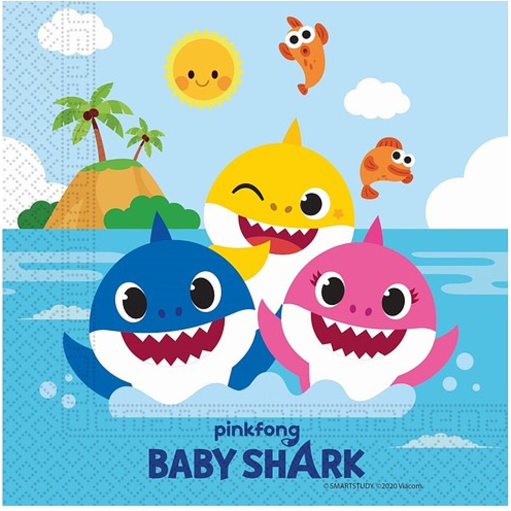 Baby Shark: 20 darabos szalvéta - 30 x 30 cm - 1. Kép