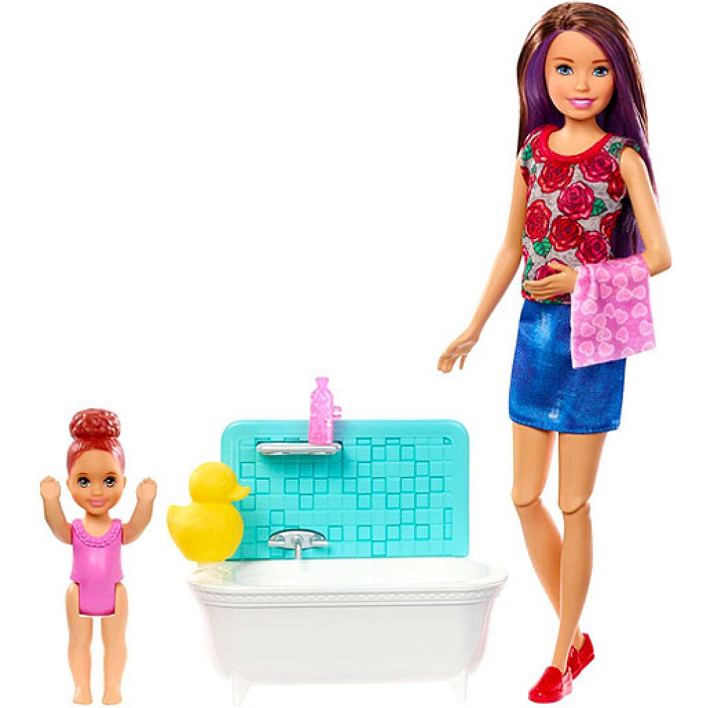 Barbie Skipper: barna hajú Barbie vörös hajú kislánnyal - 1. Kép