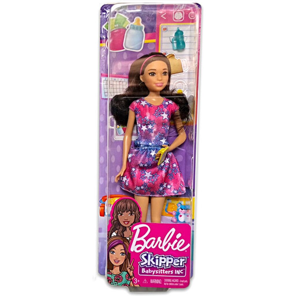 Barbie Skipper: barna hosszú hajú bébiszitter Skipper csillagos ruhában - 1. Kép