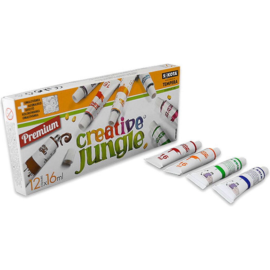 Creative Jungle: 12 darabos tubusos tempera készlet - 12 x 16 ml - 1. Kép