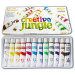 Creative Jungle 12 darabos tubusos tempera készlet kifestővel - 1. Kép
