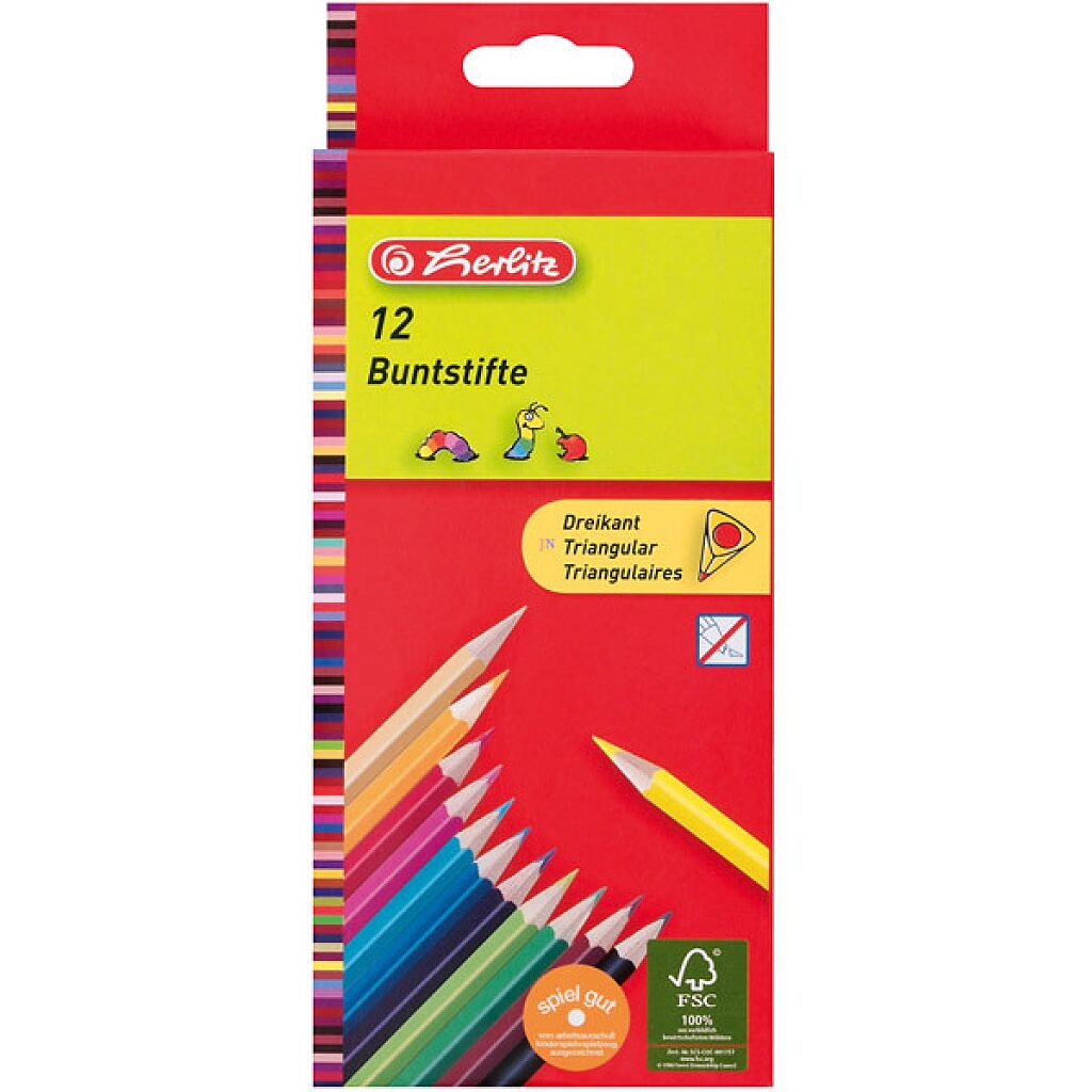 Herlitz színes ceruzák - 12 db - háromszögű - 1. Kép