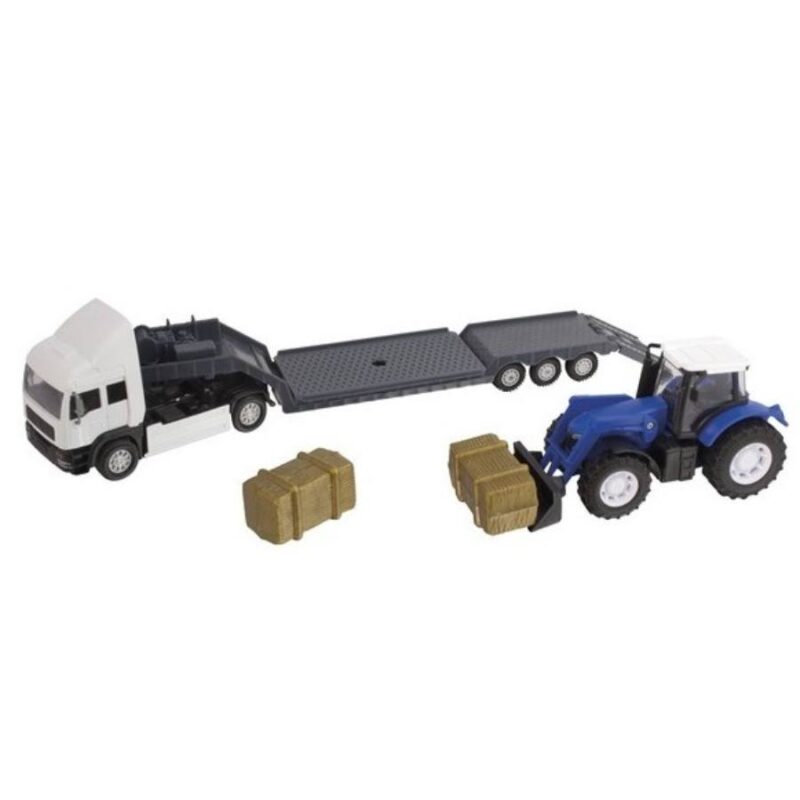 Kék traktor szállító fehér kamion (Teamsterz Tractor Transporter) - 1. Kép
