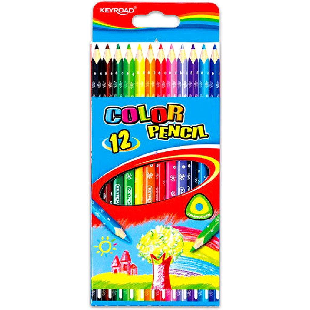 Keyroad 12 darabos háromszögletű színes ceruza készlet - 1. Kép