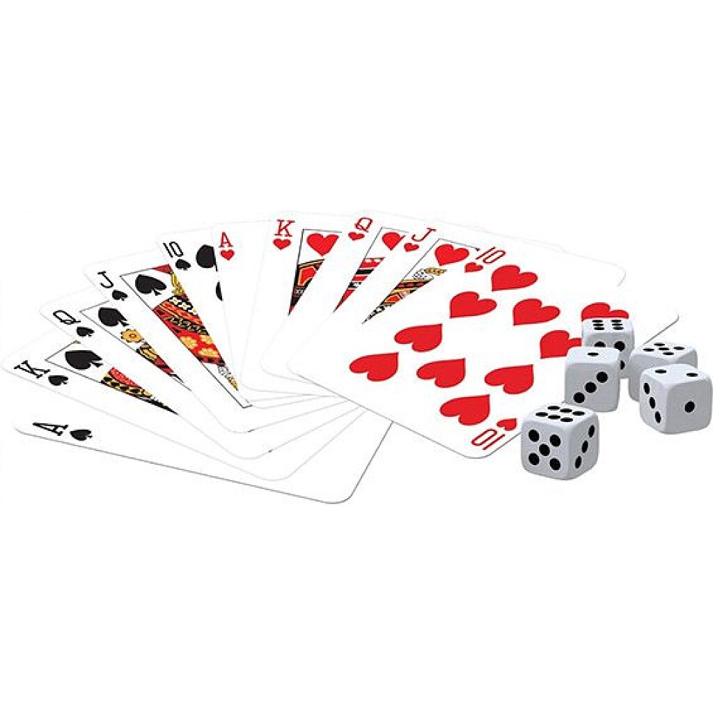 Klasszikus kártyajáték - 2 pakli kártyával és 5 darab dobókockával - 1. Kép