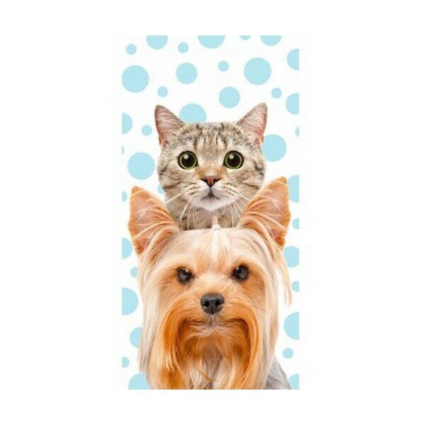 Kutyus és cicus strandtörölköző 70 x 140 cm - 1. Kép