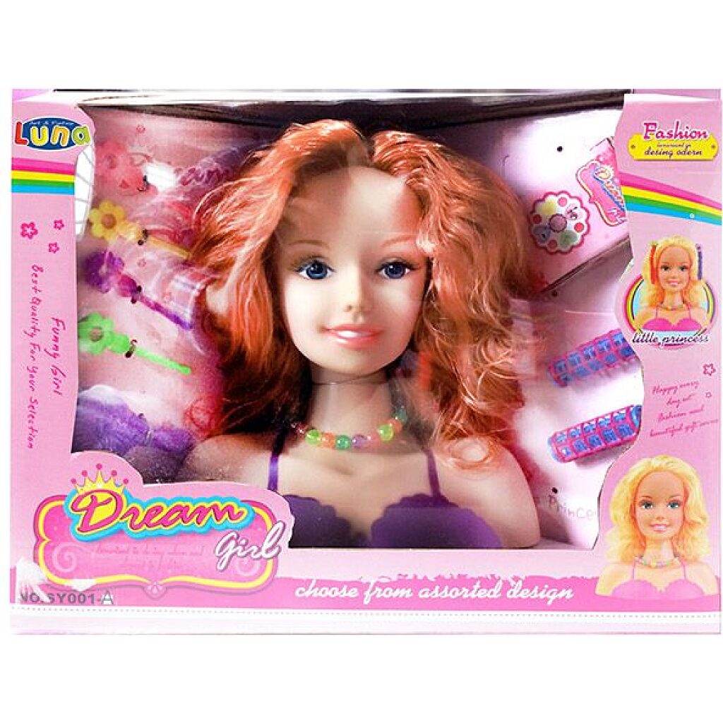 Luna: Vörös hajú babafej kiegészítőkkel - 1. Kép