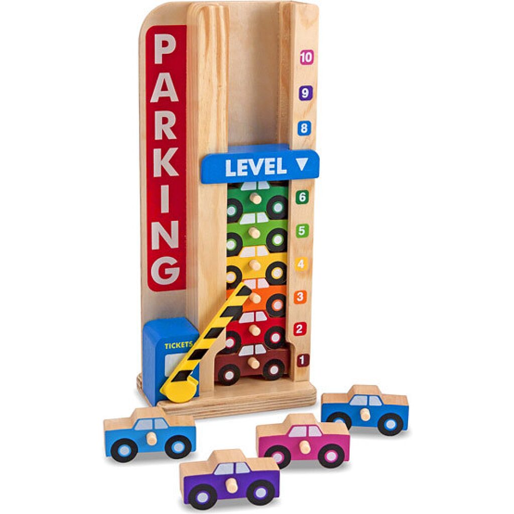Melissa and Doug: fa színes-számos autós parkolótorony - 2. Kép