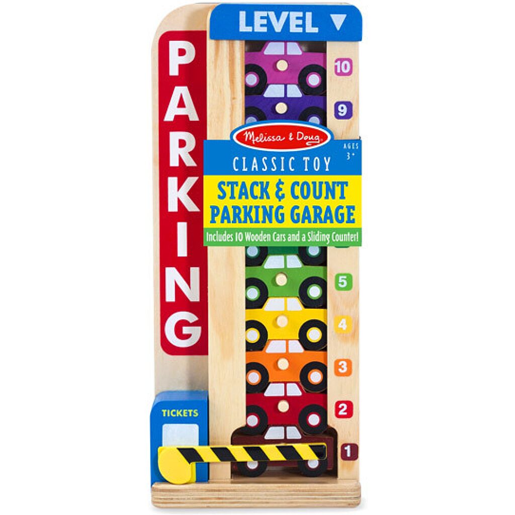 Melissa and Doug: fa színes-számos autós parkolótorony - 1. Kép