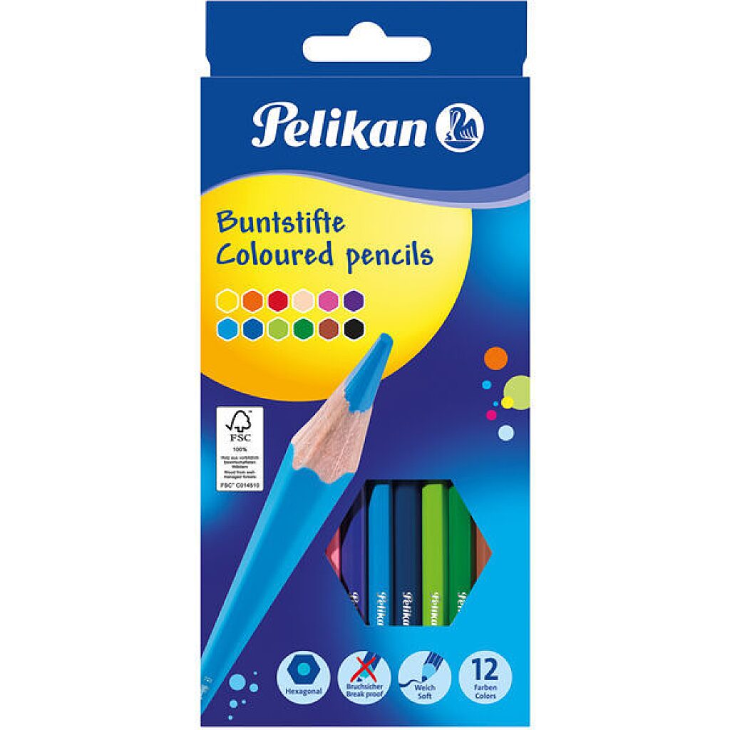 Pelikan: Hatszögletű színes ceruza 12 darabos - 1. Kép