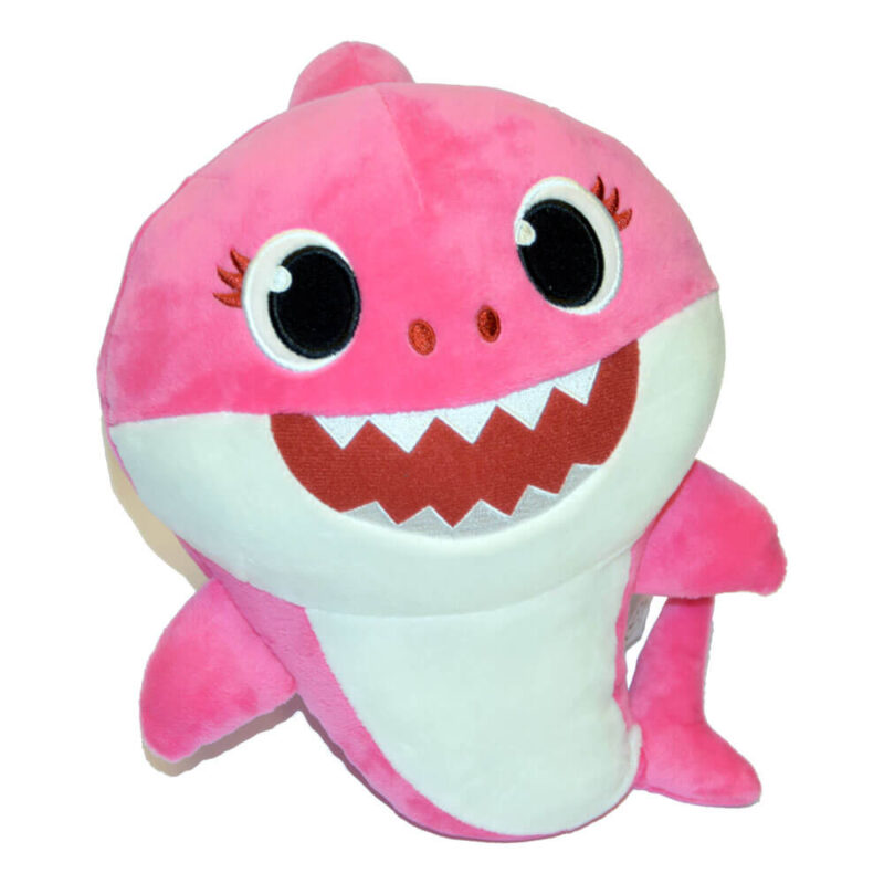 Rózsaszín baby shark anya cápa plüssjáték oldalról