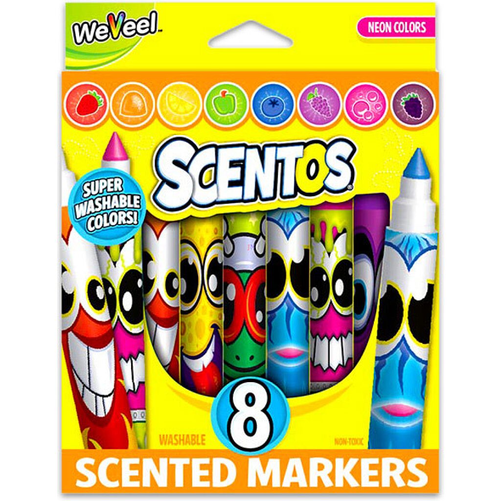 Scentos: Illatos 8 darabos filctoll - neon színek - 1. Kép