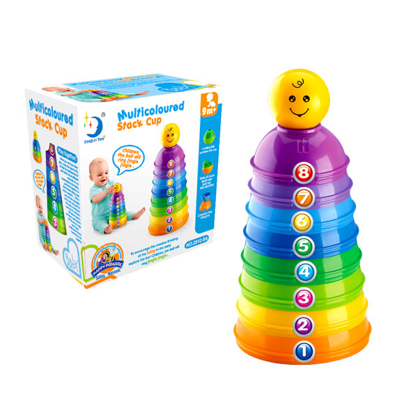 Színes csészepiramis bébijáték - 1. Kép