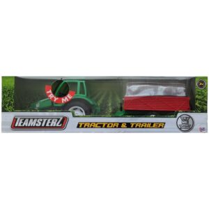 Fém traktor utánfutóval, fénnyel és hanggal, 25 cm (Teamsterz)