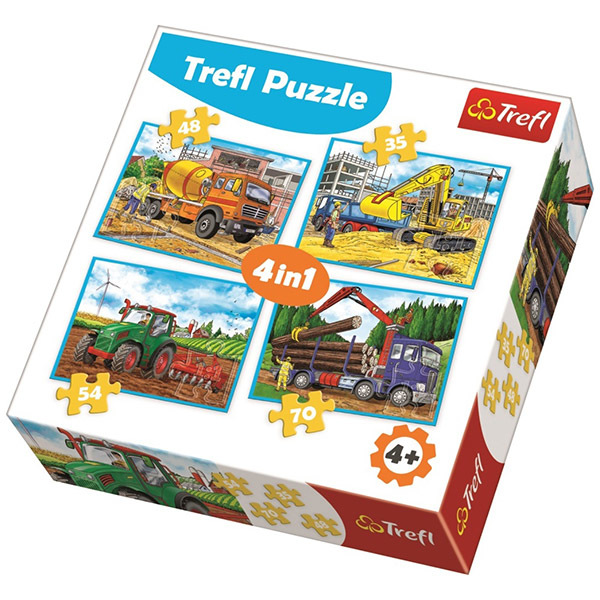 Trefl: 4 az 1-ben puzzle - Munkagépek - 1. Kép