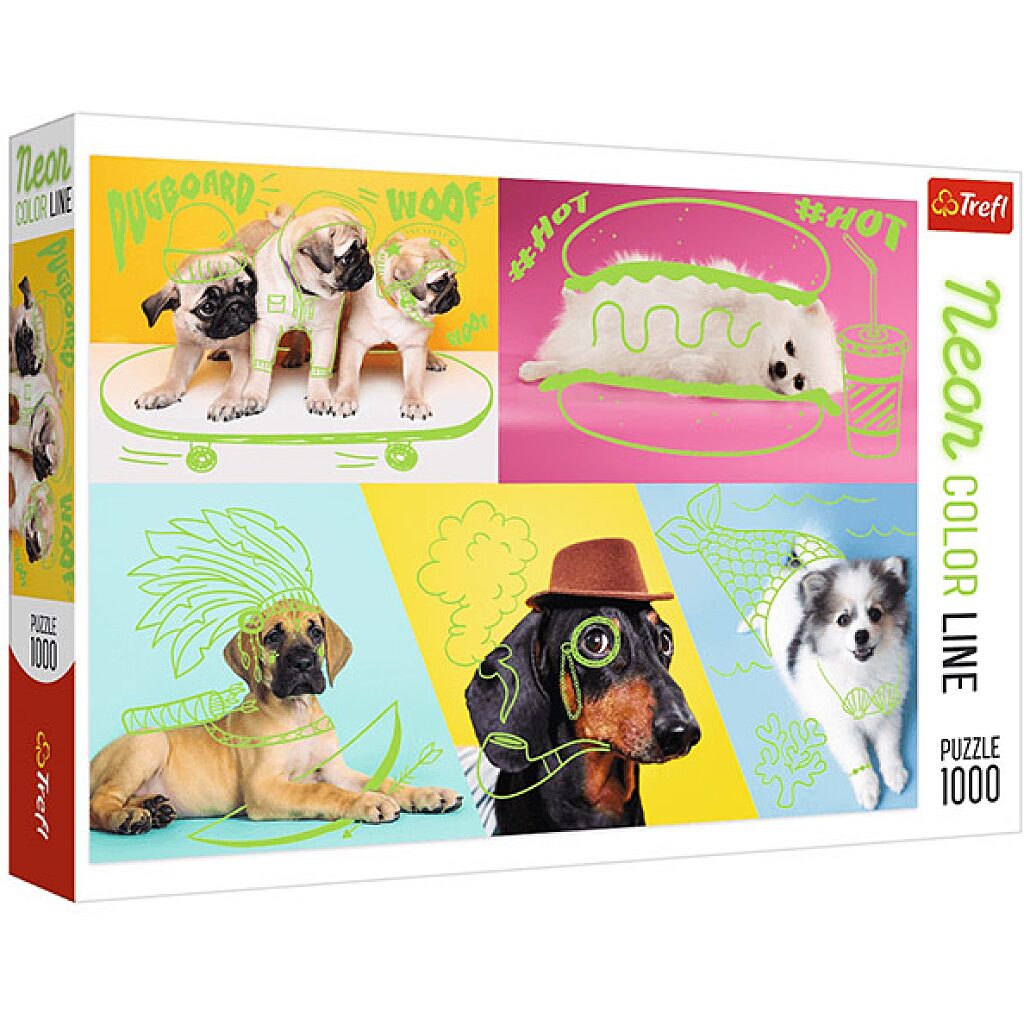 Trefl: Neon Color Line Szuper kutyák 1000 db-os puzzle - 1. Kép