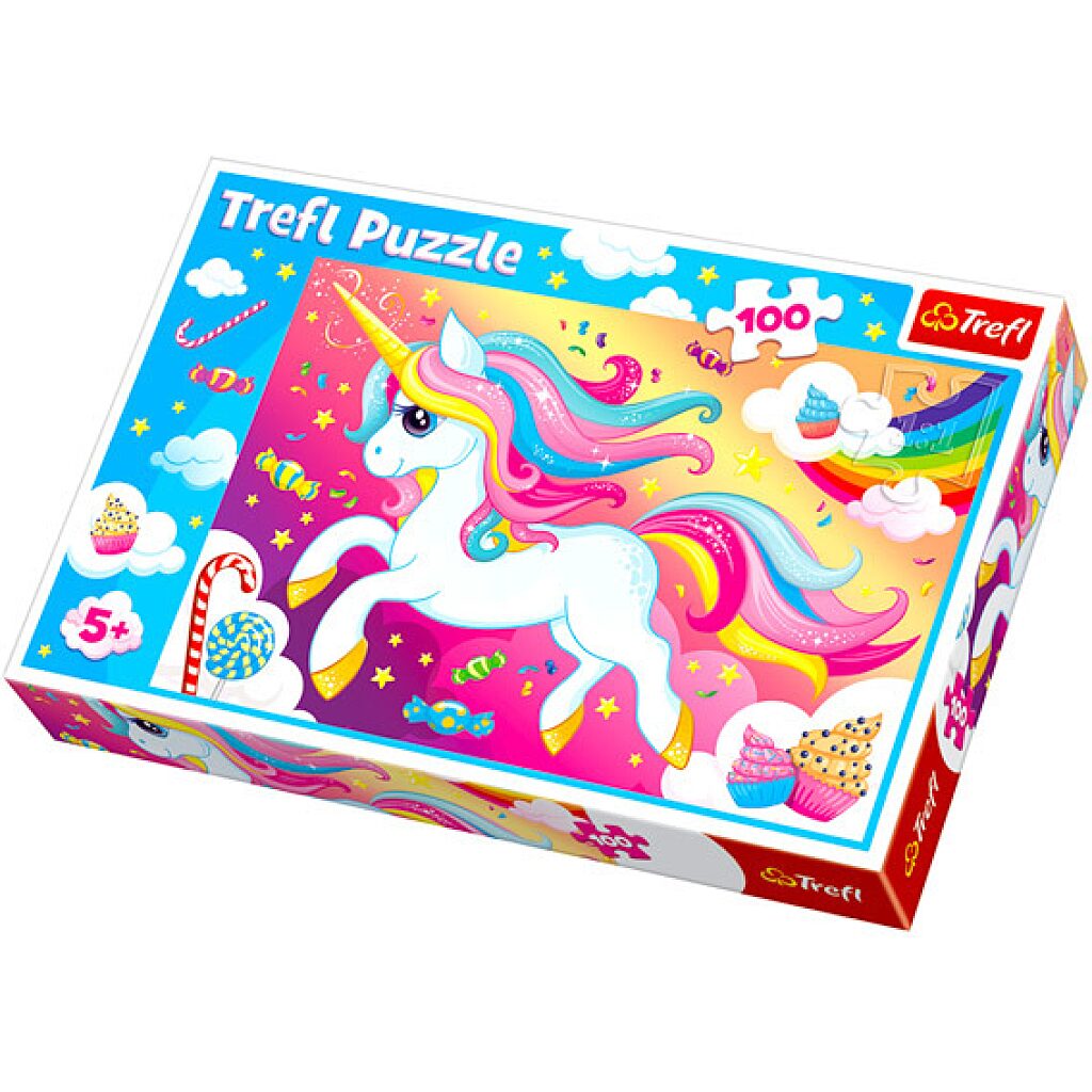 Trefl: Szivárványos és unikornisos 100 darabos puzzle - 1. Kép
