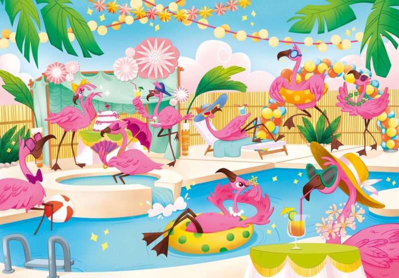 Flamingók - 104 db-os csillogó puzzle - 2. Kép