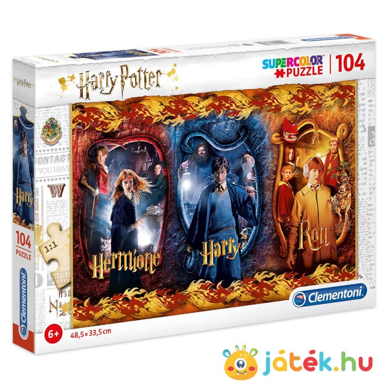 104 db-os Harry Potter puzzle: Hermione, Harry Potter, Ron szereplésével - Clementoni SuperColor 61885