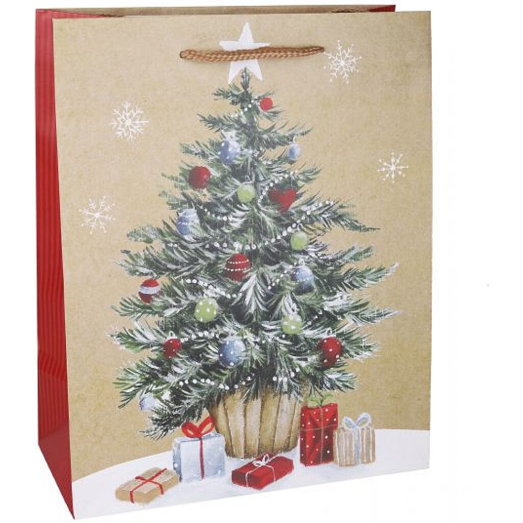 Karácsonyfa mintás ajándéktasak - 11 x 14 cm - 1. Kép