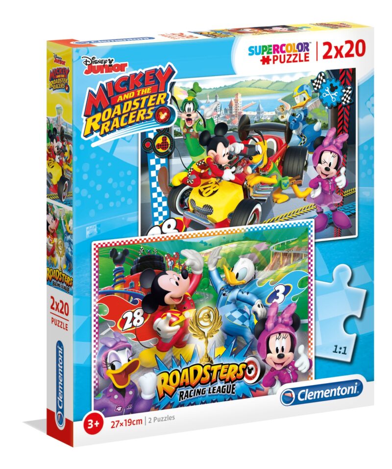 Mickey és a sportkocsis versenyzők - 2 az 1-ben (2x20 db-os) Szuperszínes puzzle - 1. Kép