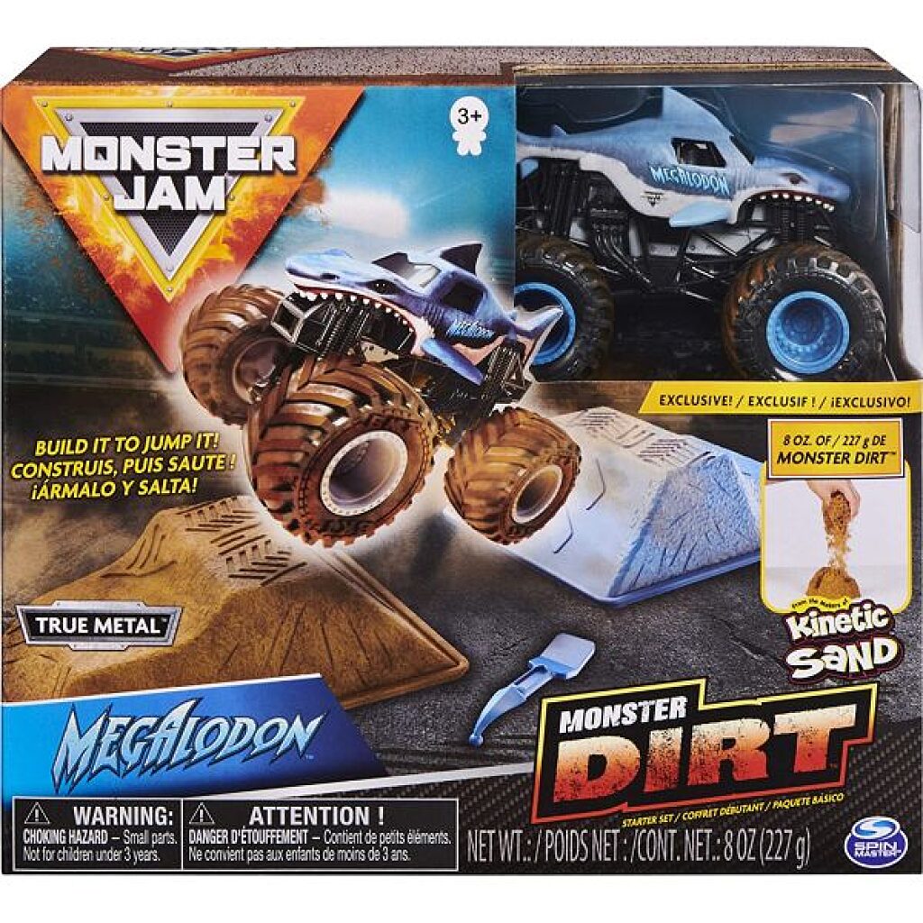 Monster Jam: Megalodon kezdőszett kinetikus homokkal - 1. Kép