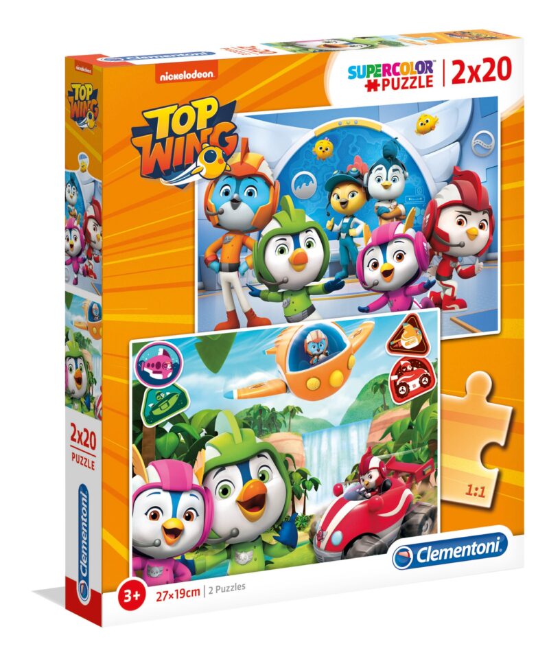 Nickelodeon: Szuper szárny (Top Wing) 2 az 1-ben (2x20 db-os) Szuperszínes puzzle - 1. Kép