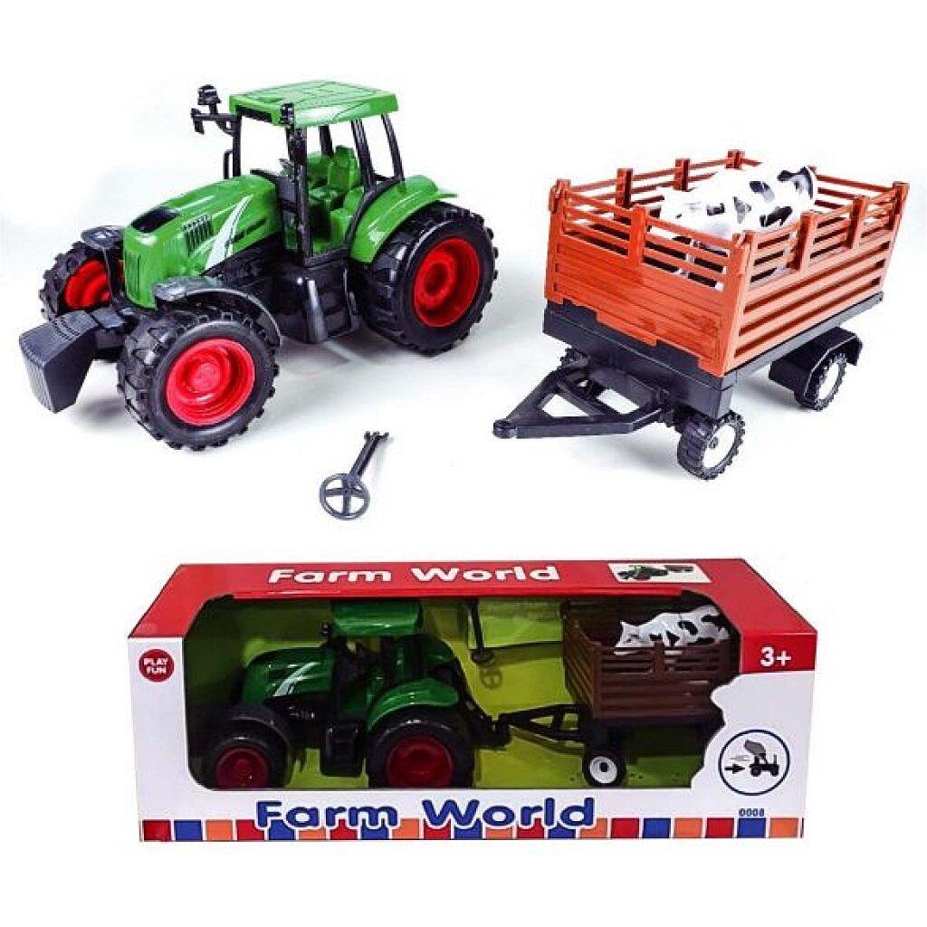Traktor utánfutóval és állatokkal - 24 cm - 1. Kép