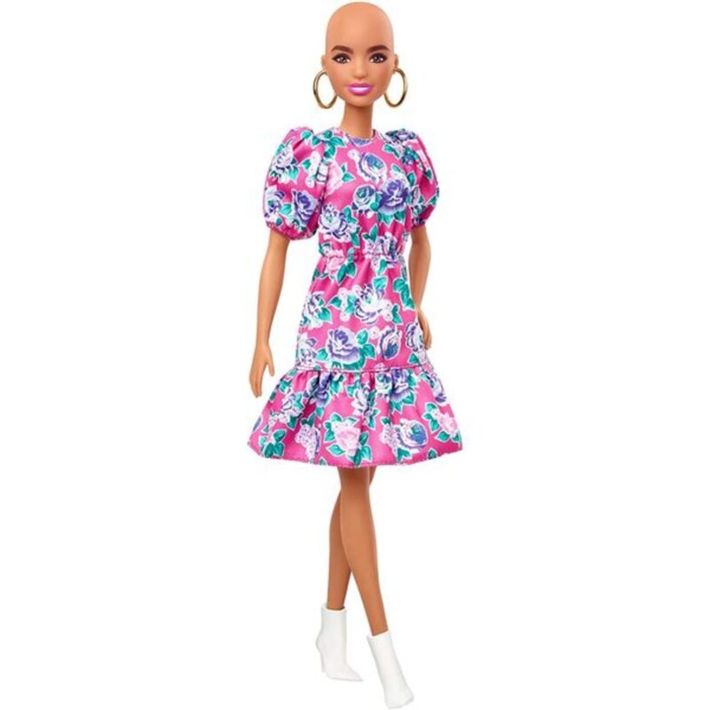 Barbie Fashionistas: Kopasz Barbie virágos ruhában - 2. Kép