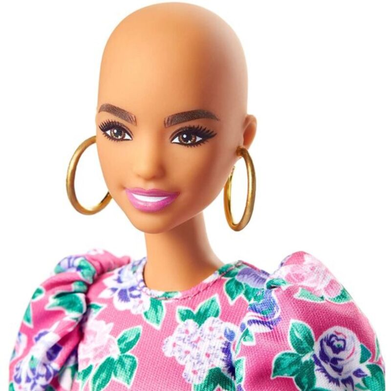 Barbie Fashionistas: Kopasz Barbie virágos ruhában - 3. Kép