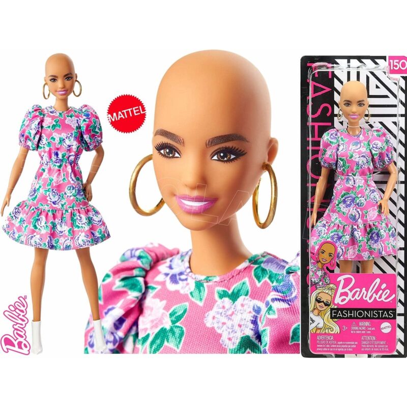 Barbie Fashionistas: Kopasz Barbie virágos ruhában - 1. Kép
