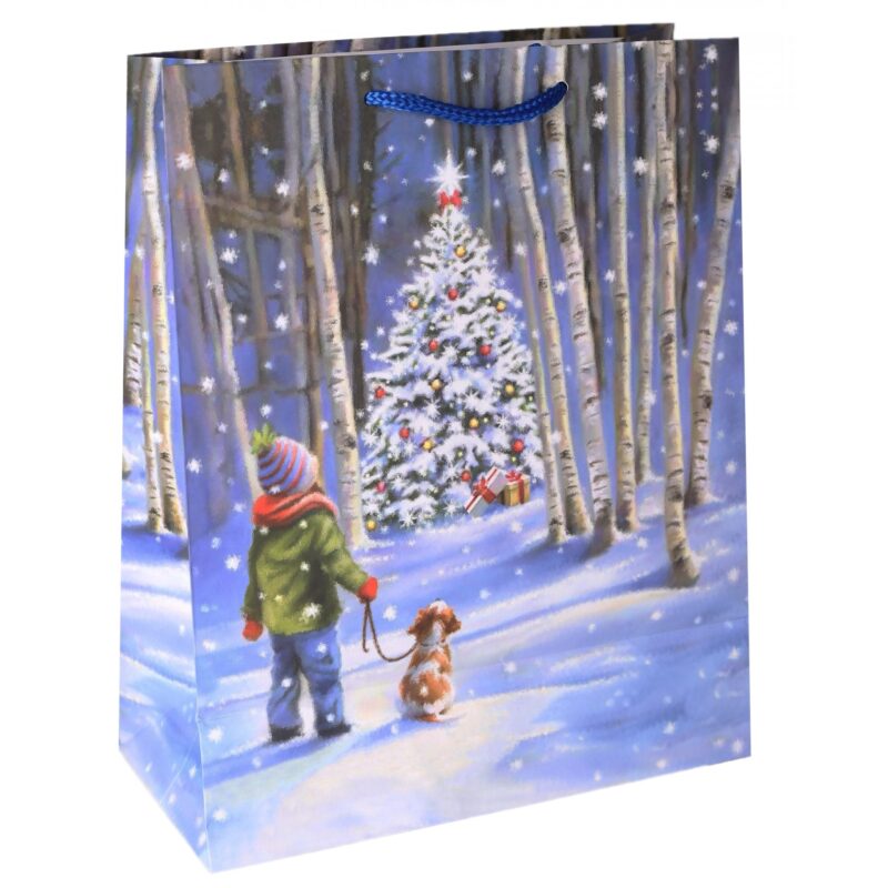 Fenyőfa az éjszakában karácsonyi tasak 26 x 32 cm - 1. Kép