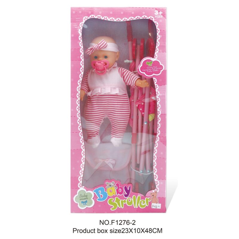 Játékbaba babakocsival - 25 cm - 1. Kép