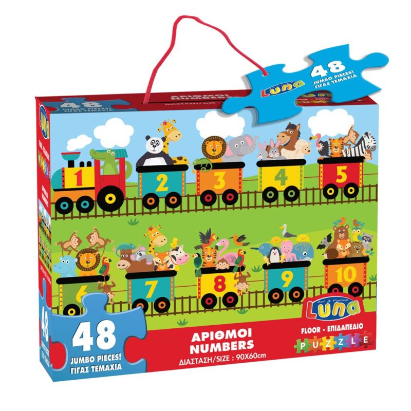Luna: Vonat számokkal óriás padló puzzle - 48 darabos - 1. Kép