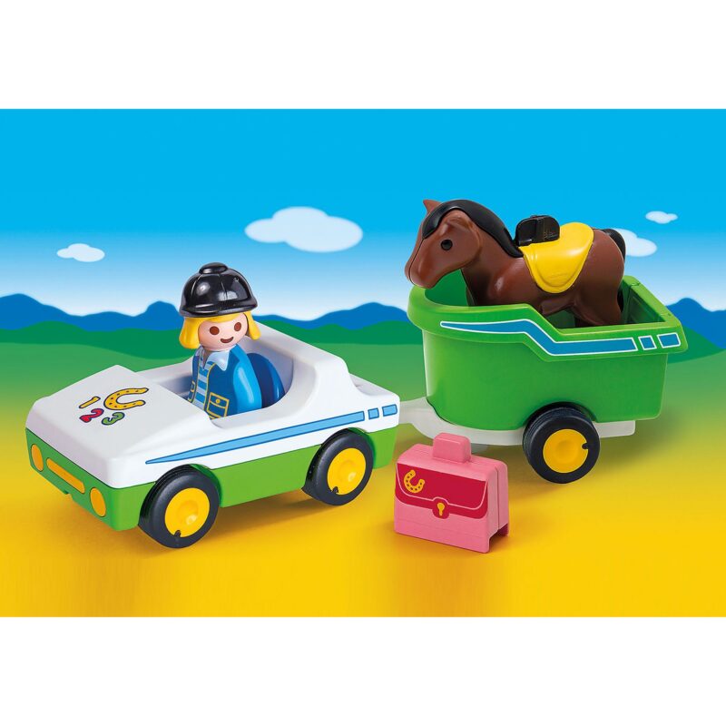 Playmobil 1.2.3.: Kisautó lószállító pótkocsival - 3. Kép