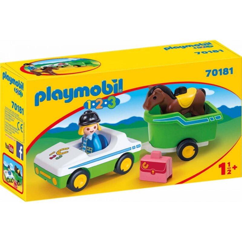 Playmobil 1.2.3.: Kisautó lószállító pótkocsival - 1. Kép