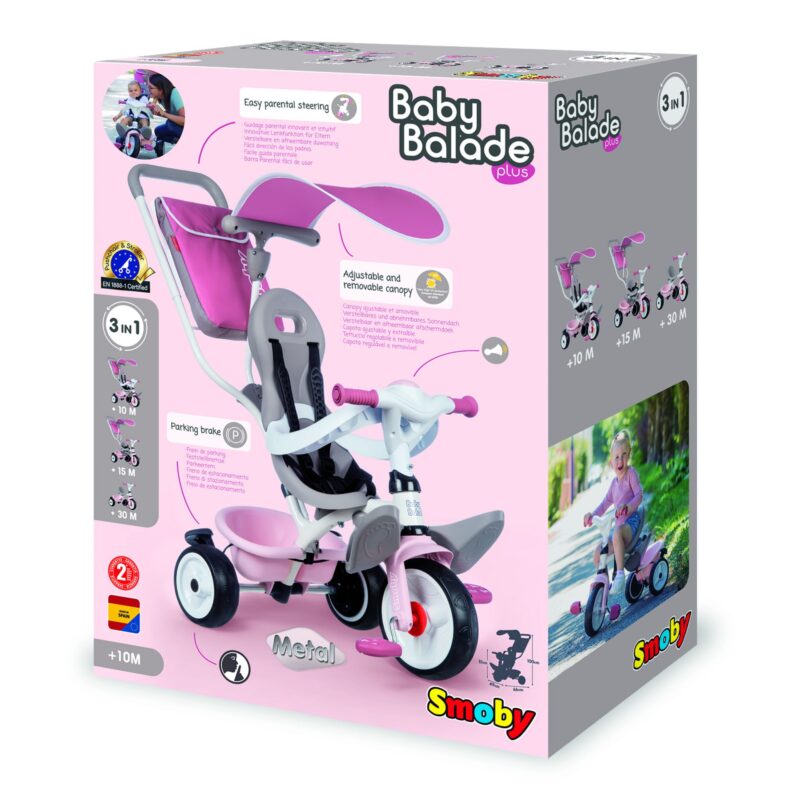 Smoby: Baby Balade Plus tricikli - pink - 2. Kép