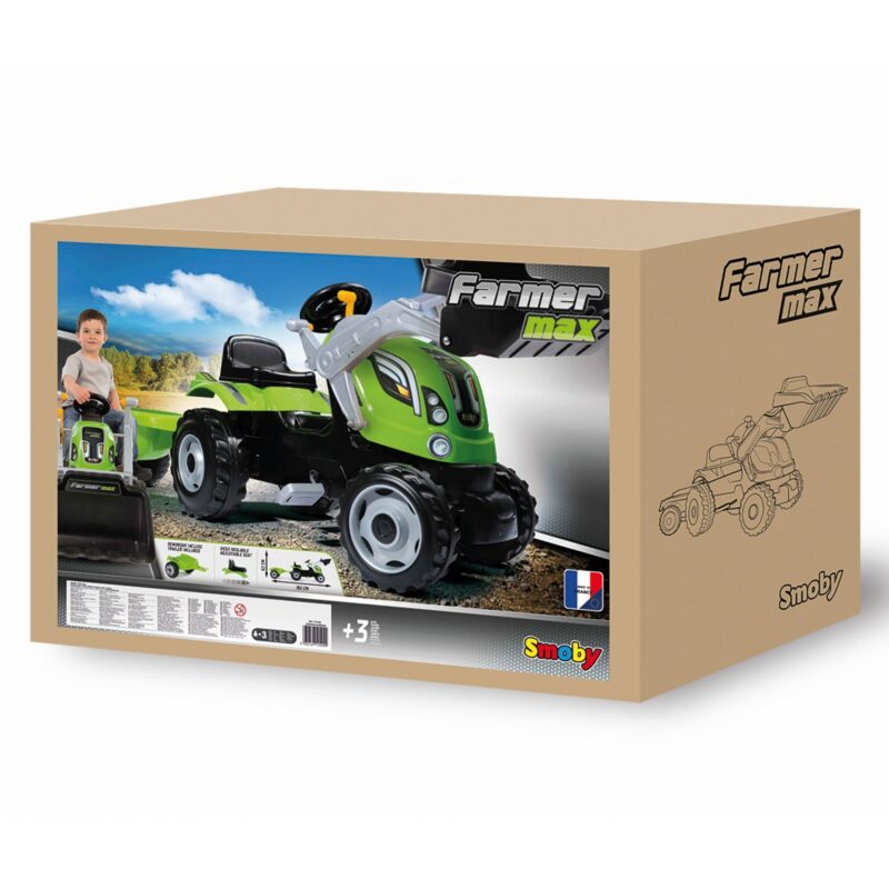 Smoby: Max Green traktor utánfutóval és emelőkanállal - zöld - 2. Kép