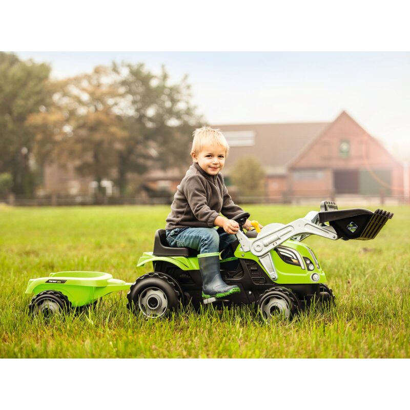 Smoby: Max Green traktor utánfutóval és emelőkanállal - zöld - 3. Kép