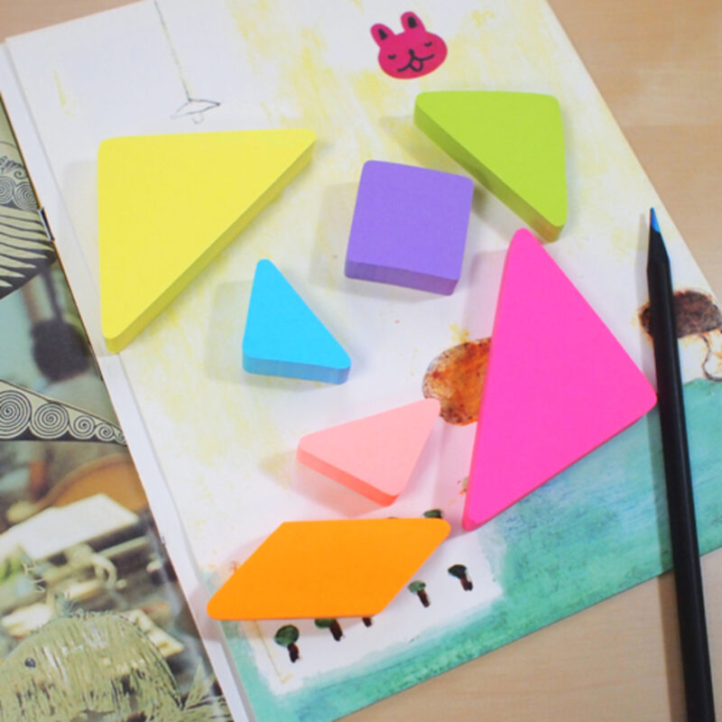 Stick'n: Tangram öntapadó tömb - neon szín - 2. Kép