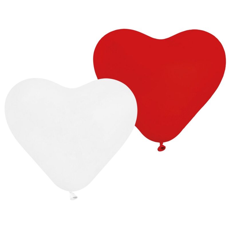 Szív formájú prémium léggömb csomag piros és fehér színben - 5 db-os - 1. Kép